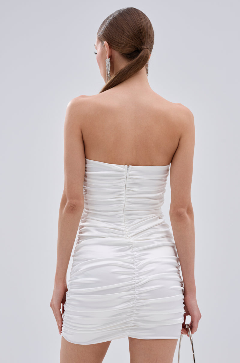 BEEN HER RUCHED MINI DRESS