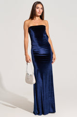 LOST YOUR CHANCE NAVY VELVET MAXI DRESS