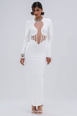 A NIGHT OUT BANDAGE MAXI DRESS IN WHITE