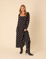 Black Polka Dot Delilah Midi Dress