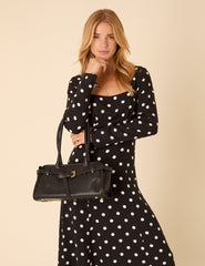 Black Polka Dot Delilah Midi Dress