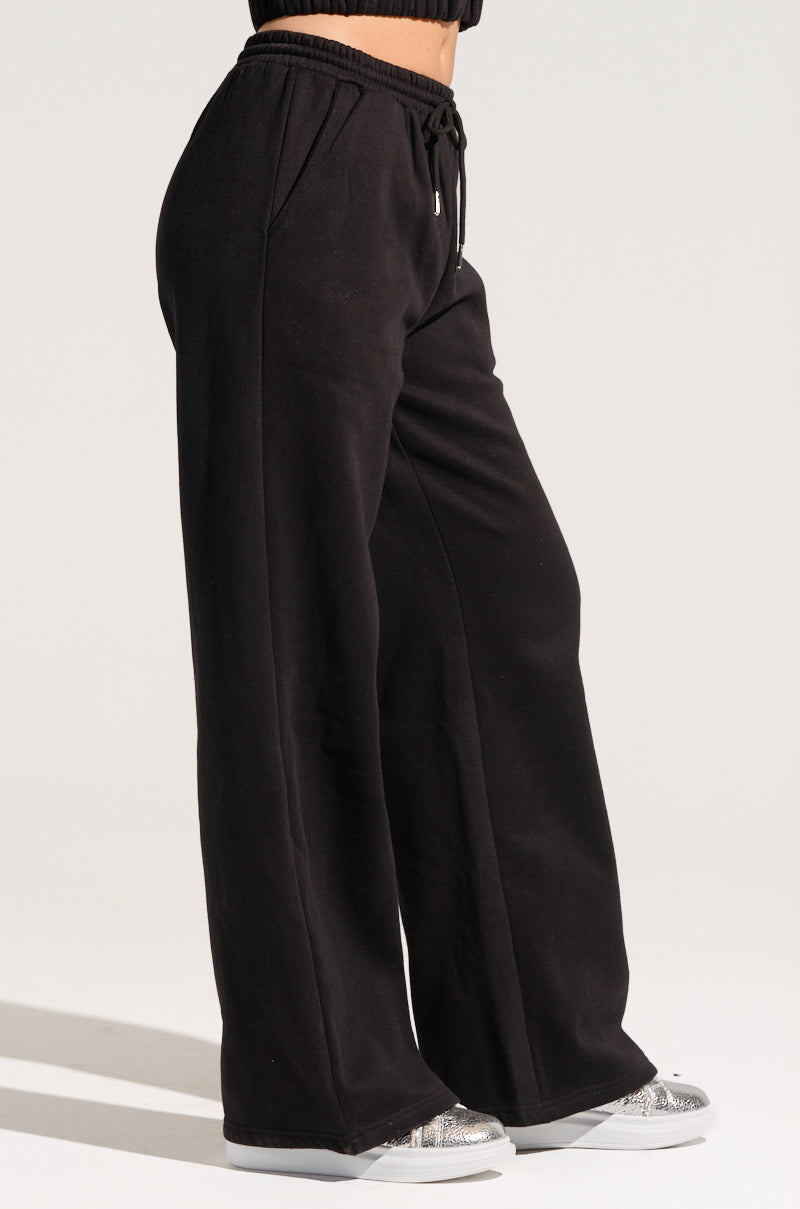 DEXTRA WIDE LEG SWEATPANT WITH RHINESTONE DETAIL