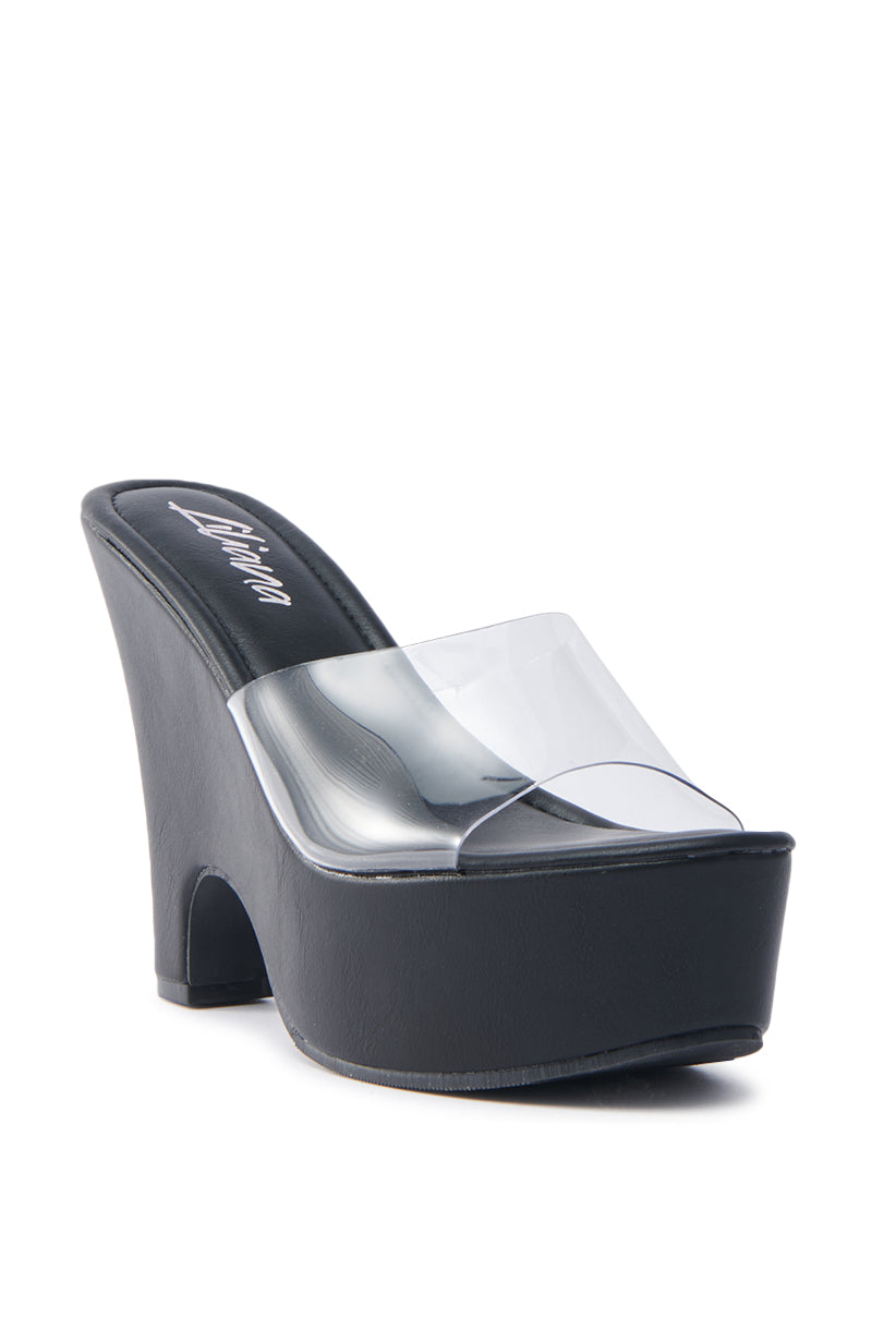 DIEGO BLACK PVC WEDGE SANDAL