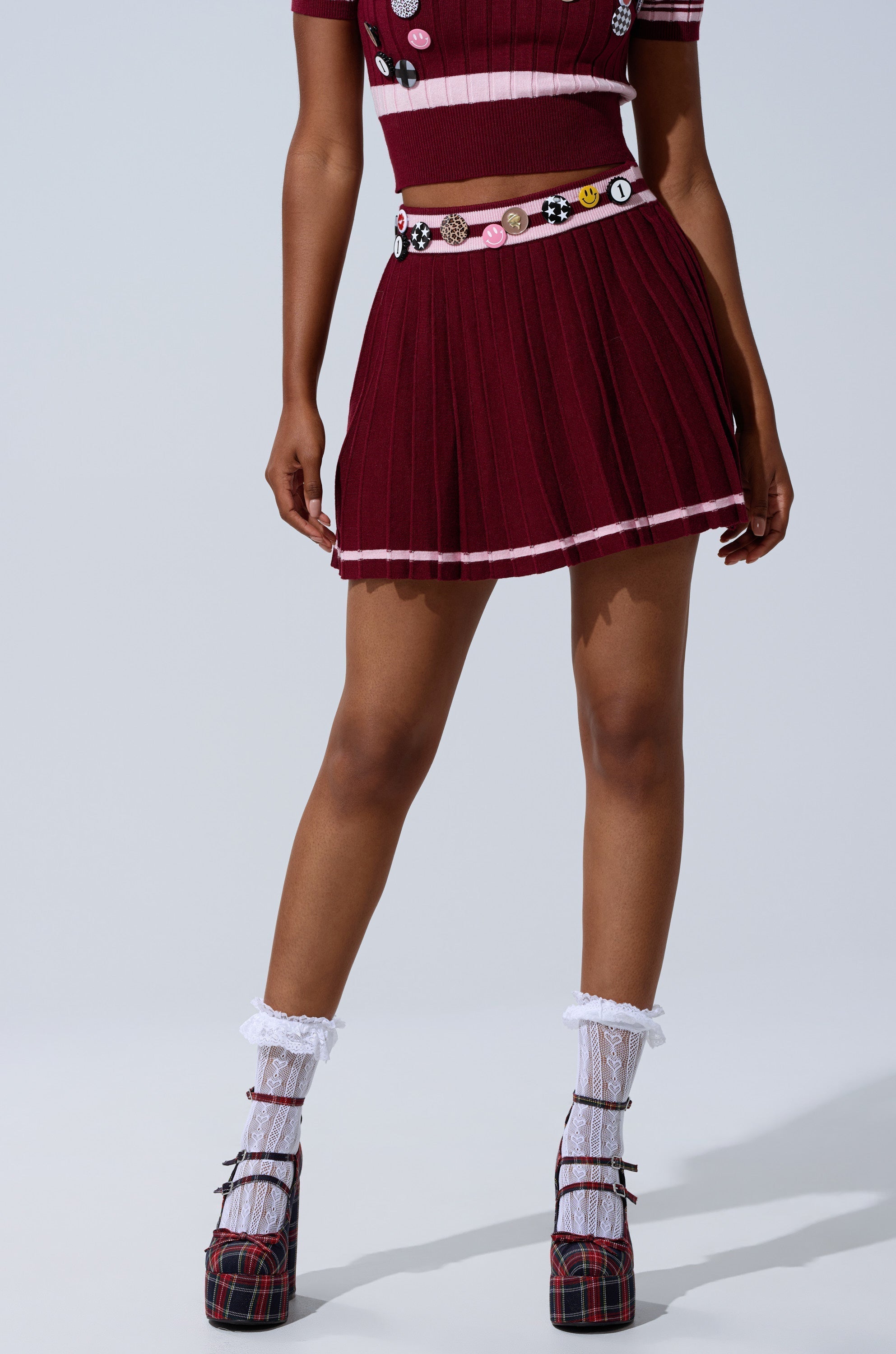 DREKE KNIT PLEATED MINI SKIRT