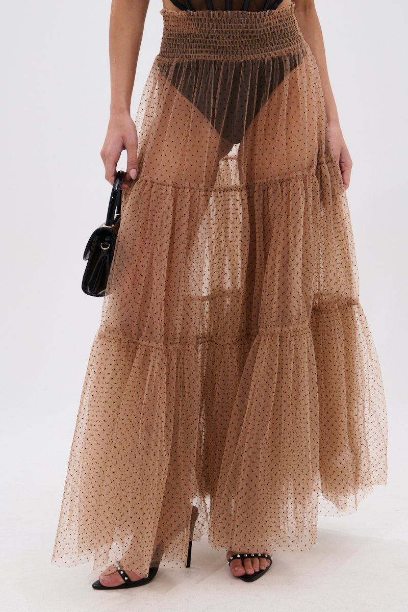 CLASSY POLKA DOT MAXI SKIRT