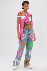 LOVERGIRL AIRBRUSHED WIDE LEG JEANS