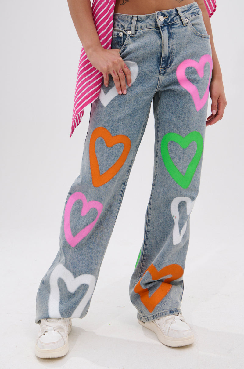 LOVERGIRL AIRBRUSHED WIDE LEG JEANS