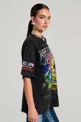 FIRST ROW MIDNIGHT RHINESTONE EMBELLISHED T-SHIRT
