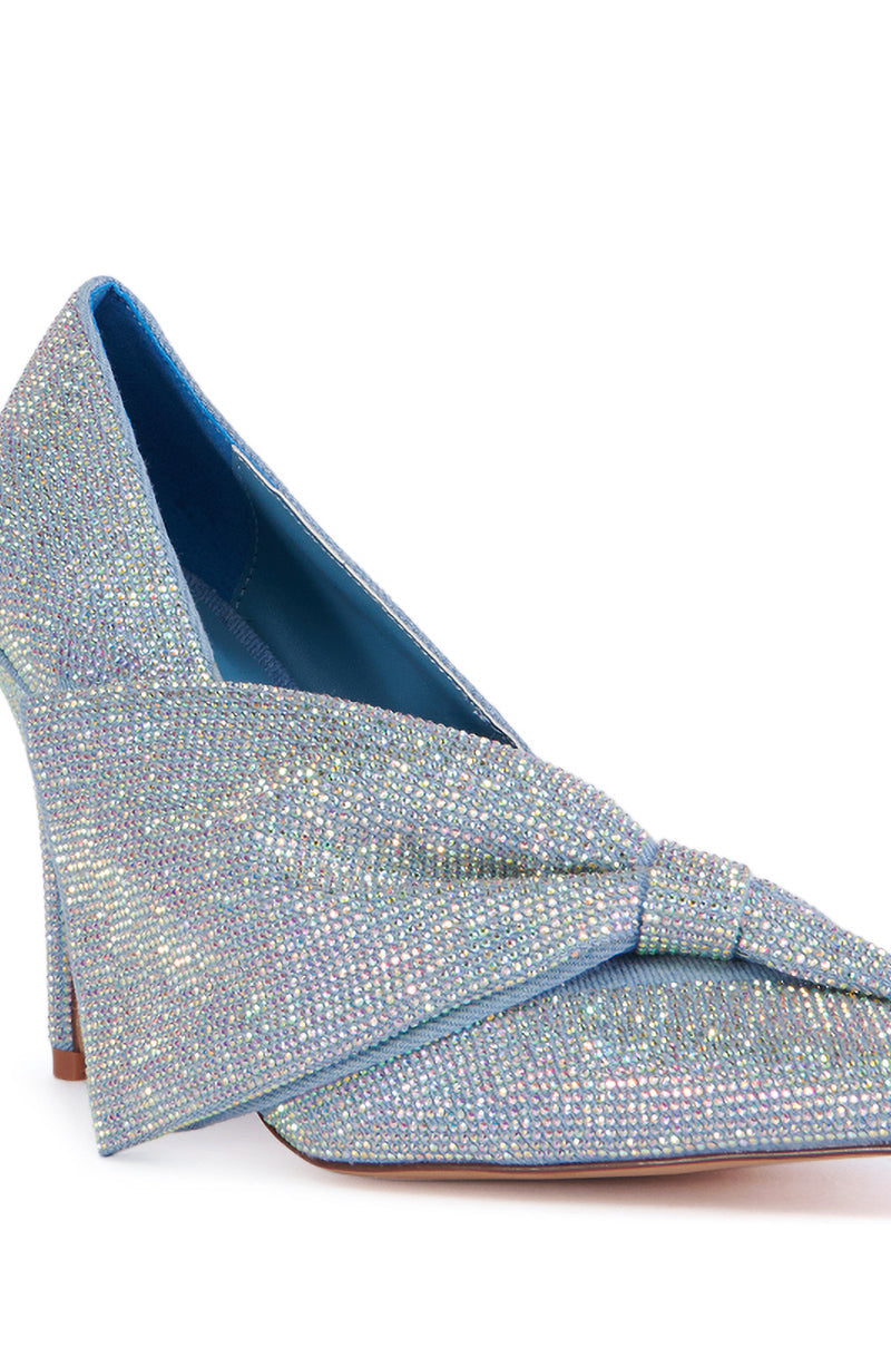 AZALEA WANG GEOVANNI SPARKLE DENIM PUMP WITH BOW DETAIL