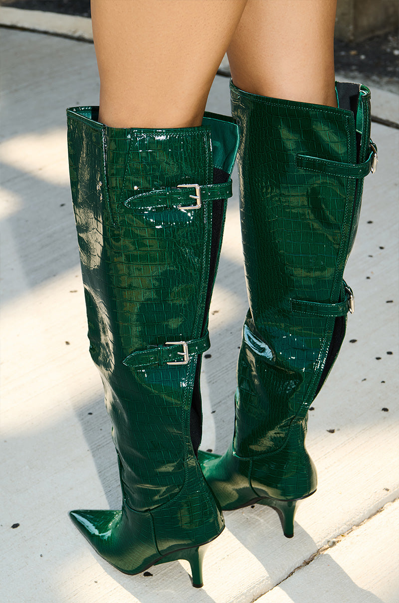 AZALEA WANG GESINE GREEN CROC PATENT LUXE BOOT