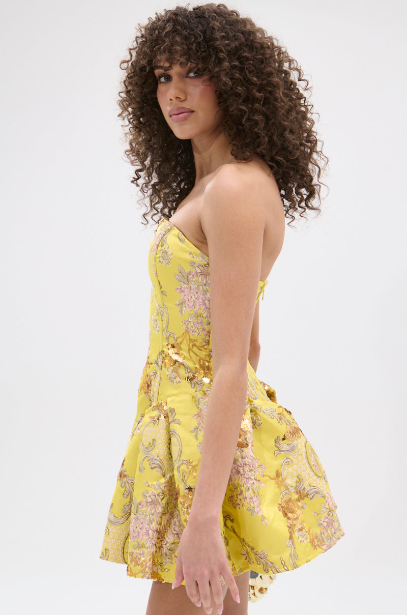 CRAZY IN LOVE BROCADE MINI DRESS