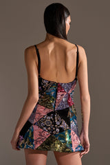MIXED EMOTIONS BROCADE MINI DRESS