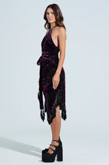 90'S BABY VELVET BURNOUT MIDI DRESS
