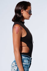 BUTTERFLY EFFECT SLEEVELESS KNIT BODYSUIT