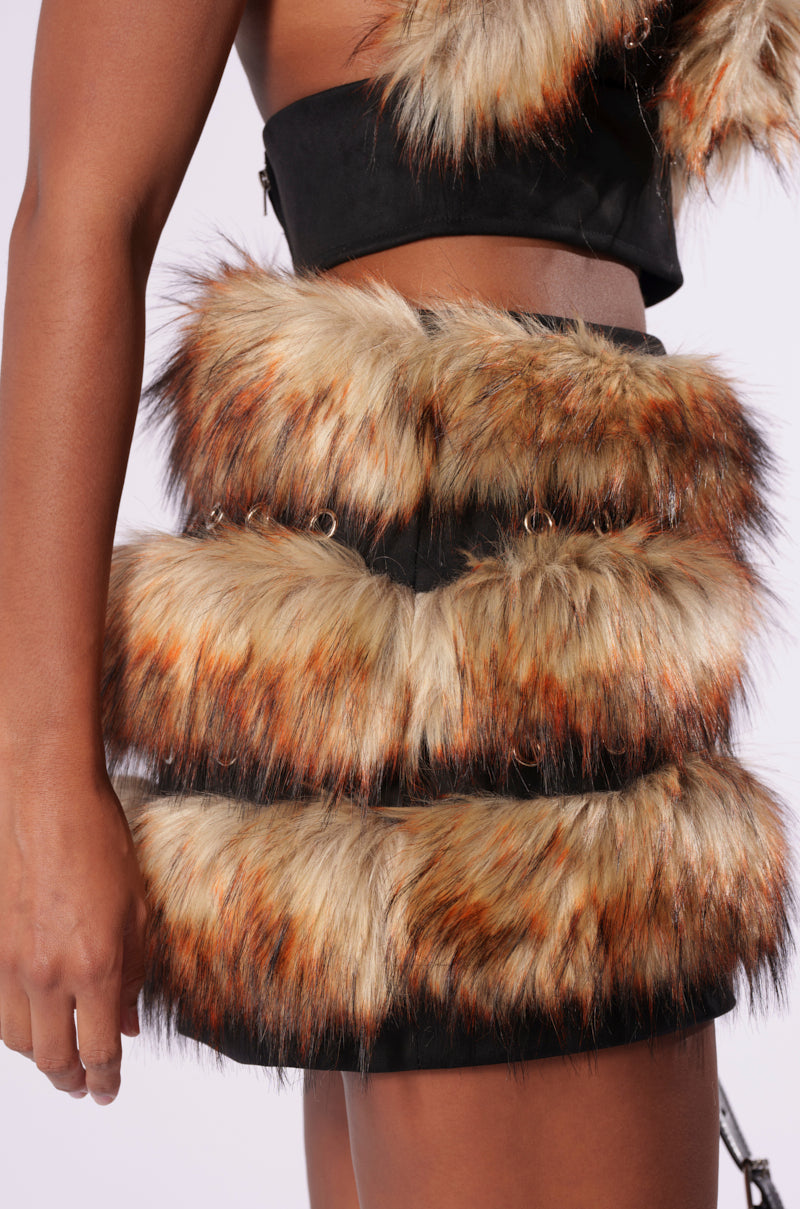 DRIVE ME WILD FUR MINI SKIRT