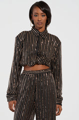 FLASHING LIGHTS BUTTON DOWN BLOUSE
