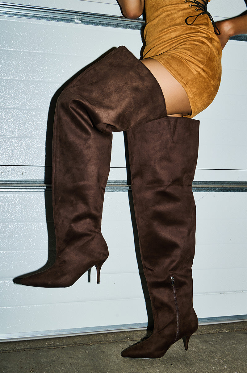 AZALEA WANG HALINA CHOCOLATE THIGH HIGH BOOT