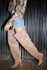 AZALEA WANG HALINA KHAKI THIGH HIGH BOOT