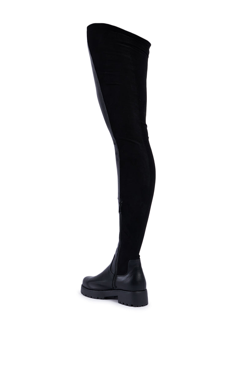 AZALEA WANG HAYDEE BLACK OVER THE KNEE SUEDE AND PU BOOT