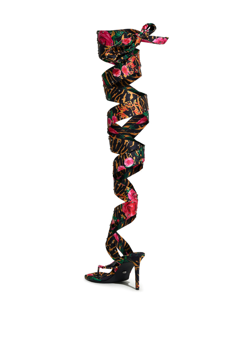 AZALEA WANG HOWLITE TIGER STUDDED STRAPPED SANDAL
