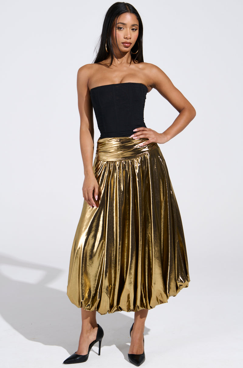 MONEY MAKER METALLIC MIDI SKIRT