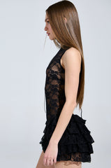 I'M OUTSIDE BACKLESS LACE MINI DRESS
