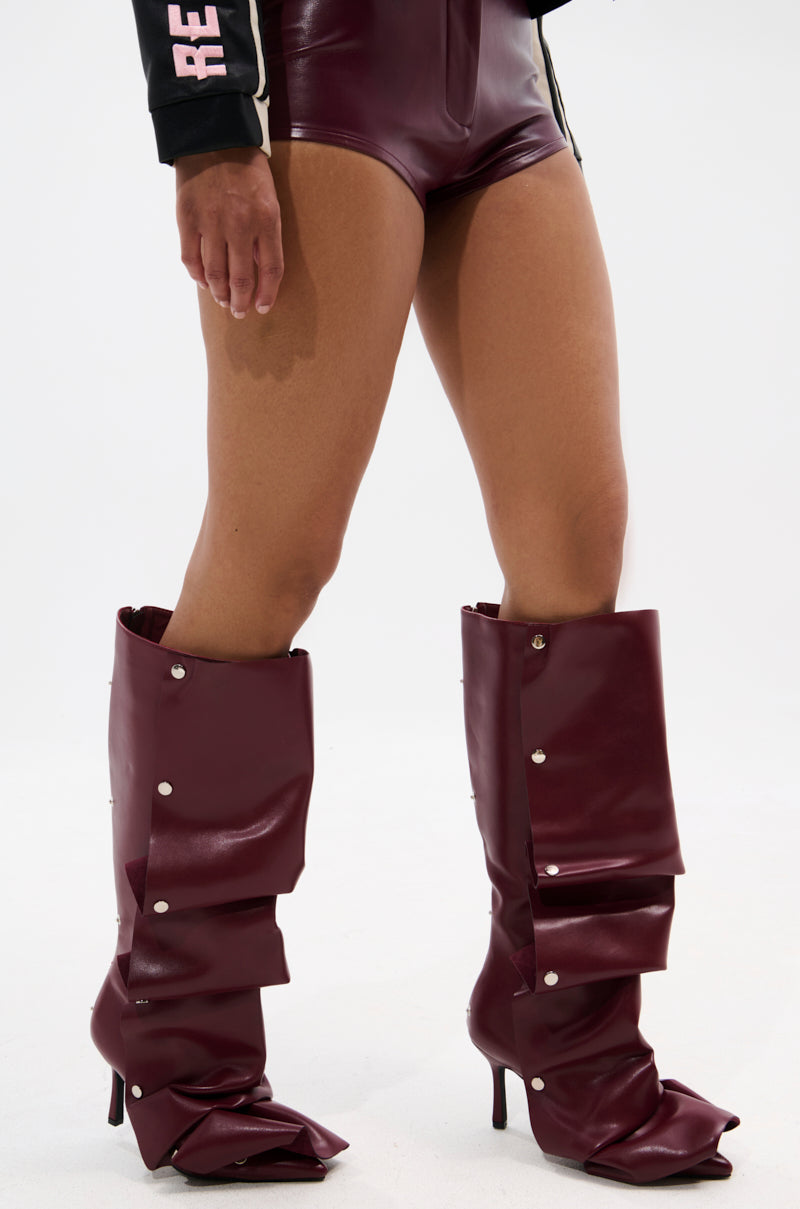 AZALEA WANG IMOGINE BURGUNDY STILETTO SNAP BOOT