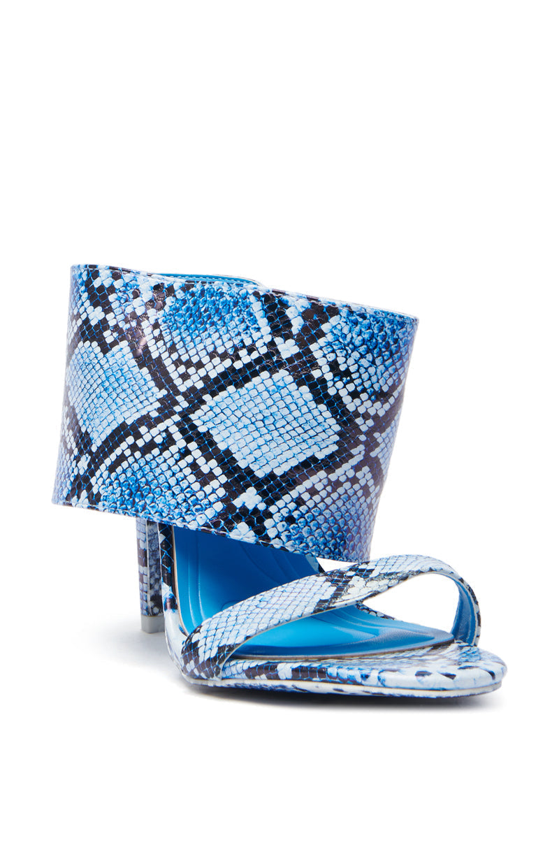 AZALEA WANG JANSEN BLUE SNAKE STILETTO SANDAL