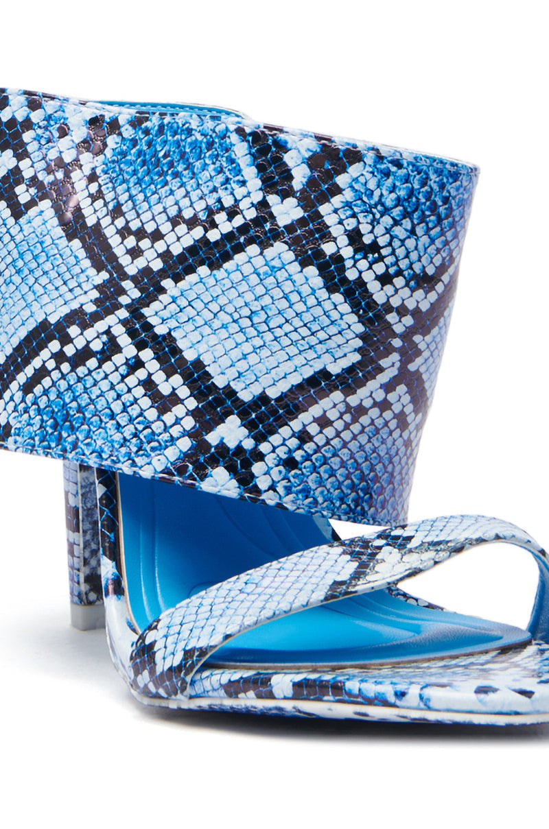 AZALEA WANG JANSEN BLUE SNAKE STILETTO SANDAL