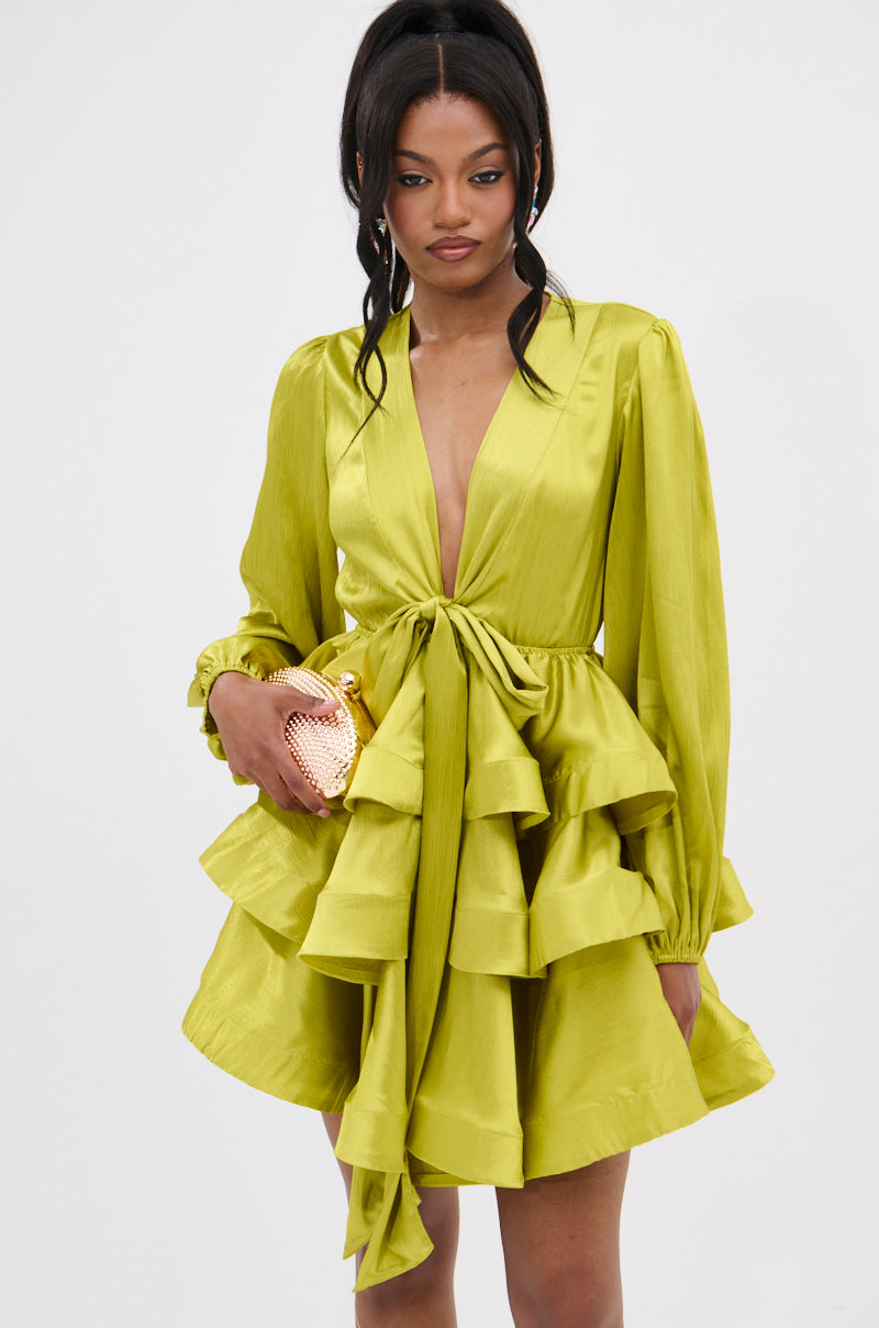 ARIANA SATIN RUFFLED MINI DRESS