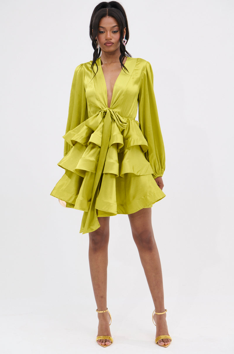 ARIANA SATIN RUFFLED MINI DRESS