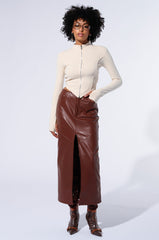EARNED IT FAUX LEATHER MAXI SKIRT