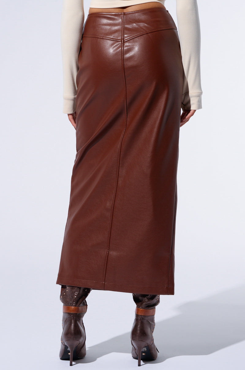 EARNED IT FAUX LEATHER MAXI SKIRT