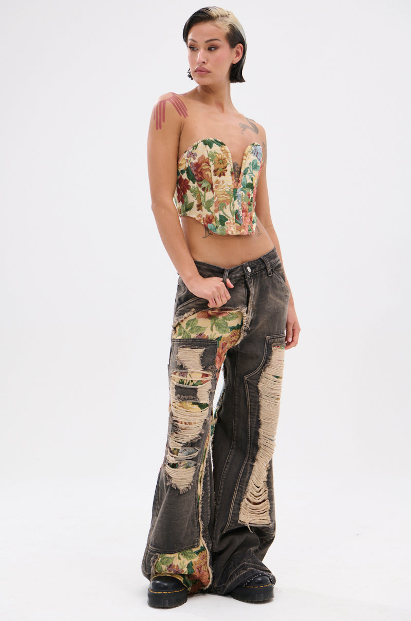 BRIGETTE DISTRESSED JACQUARD CORSET