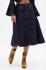 COME WITH ME DENIM MIDI SKIRT