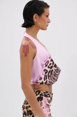 COCO LEOPARD PRINT HALTER TOP