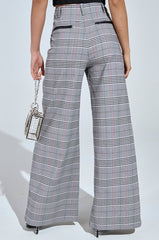 DARIA WIDE LEG PLAID PANT