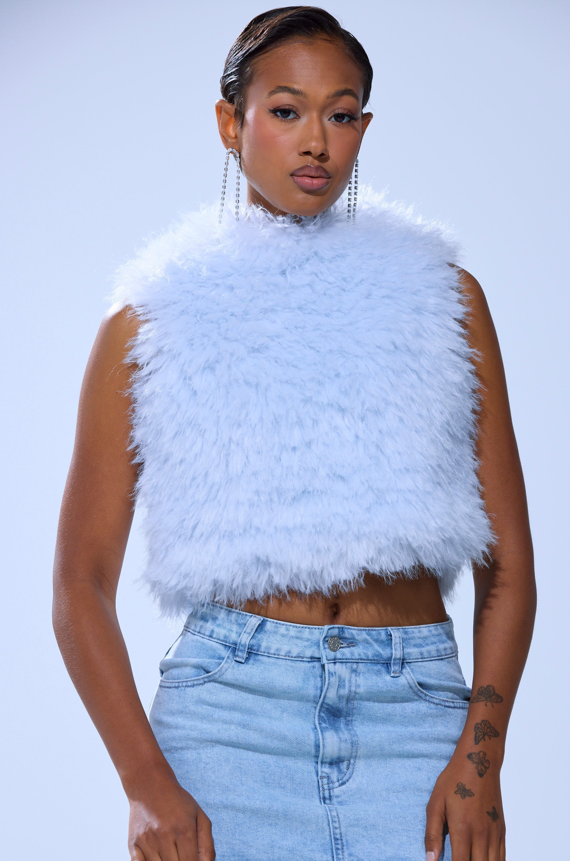 ICY OPEN BACK FUR TOP