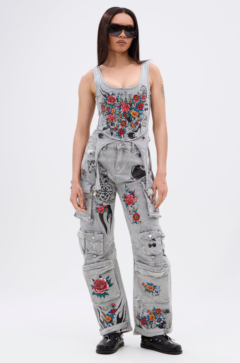 ARBOREAL DENIM CORSET TOP