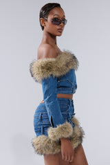 FLUFFY OFF THE SHOULDER LONG SLEEVE TOP