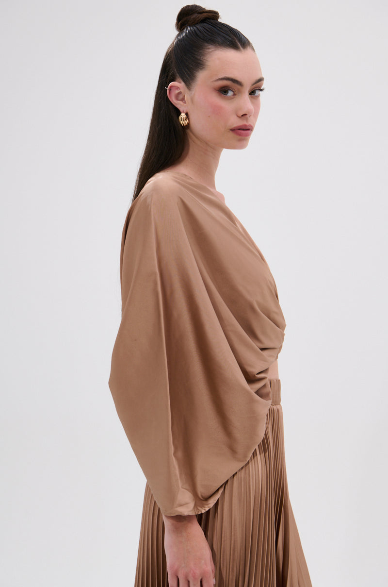 MILLIE MOCHA MOUSSE SATIN BLOUSE