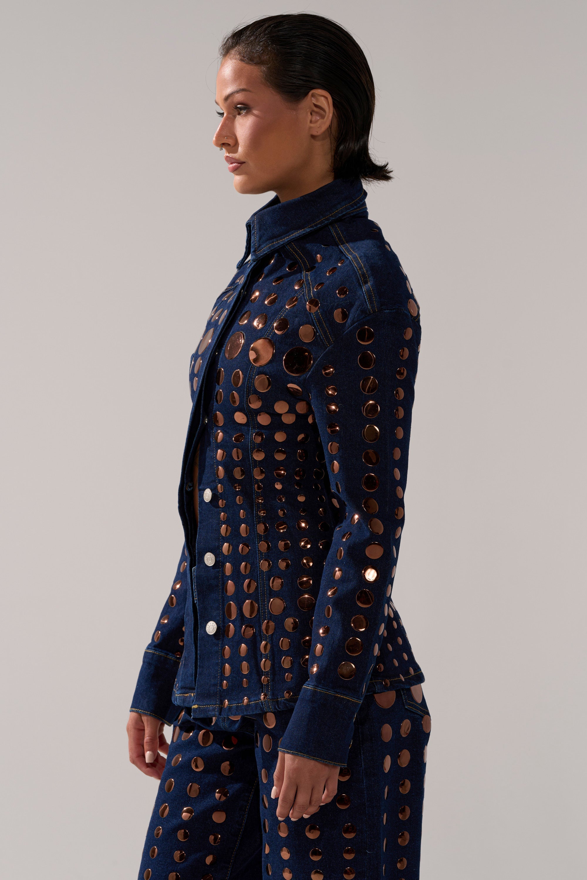 DISCO BABE DENIM BUTTON DOWN