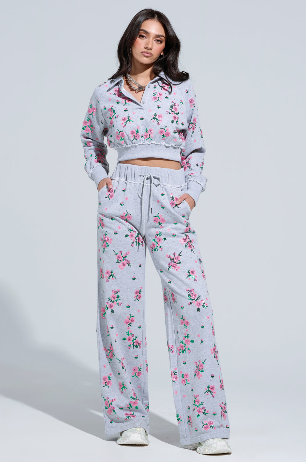 GARDEN PARTY RHINESTONE BUTTON UP TOP