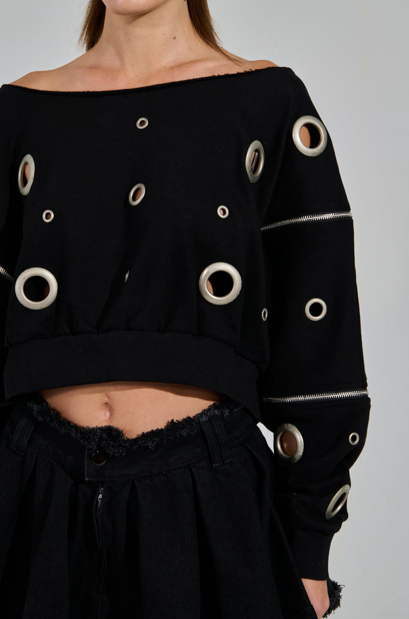 DREAMS VINTAGE ZIPPER DETAIL SWEATSHIRT