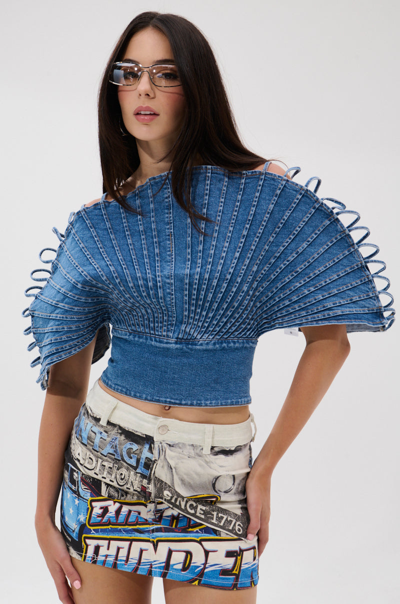 DENIM ON DENIM BLOUSE