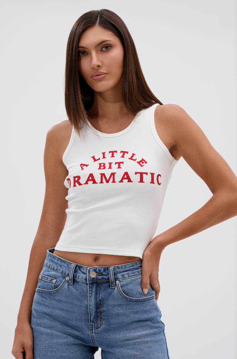 A LITTLE DRAMATIC EMBELLISHED TANK TOP
