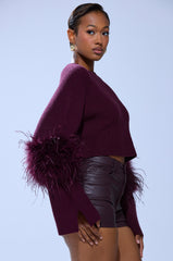 MILLY FEATHER TRIM SWEATER