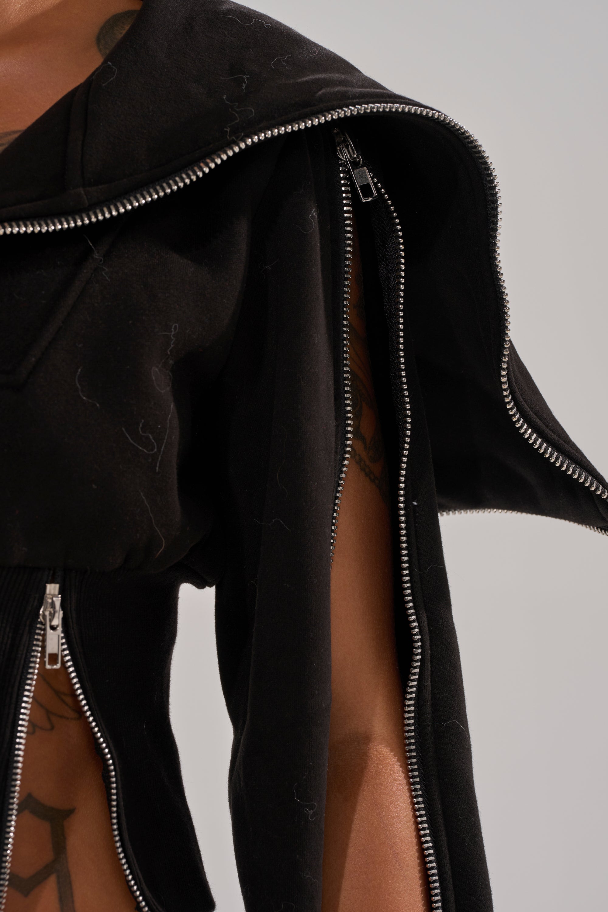 MULTI ZIP CORSETED HOODIE