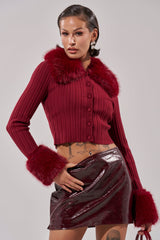 EASE MY MIND CARDIGAN WITH FUR TRIM