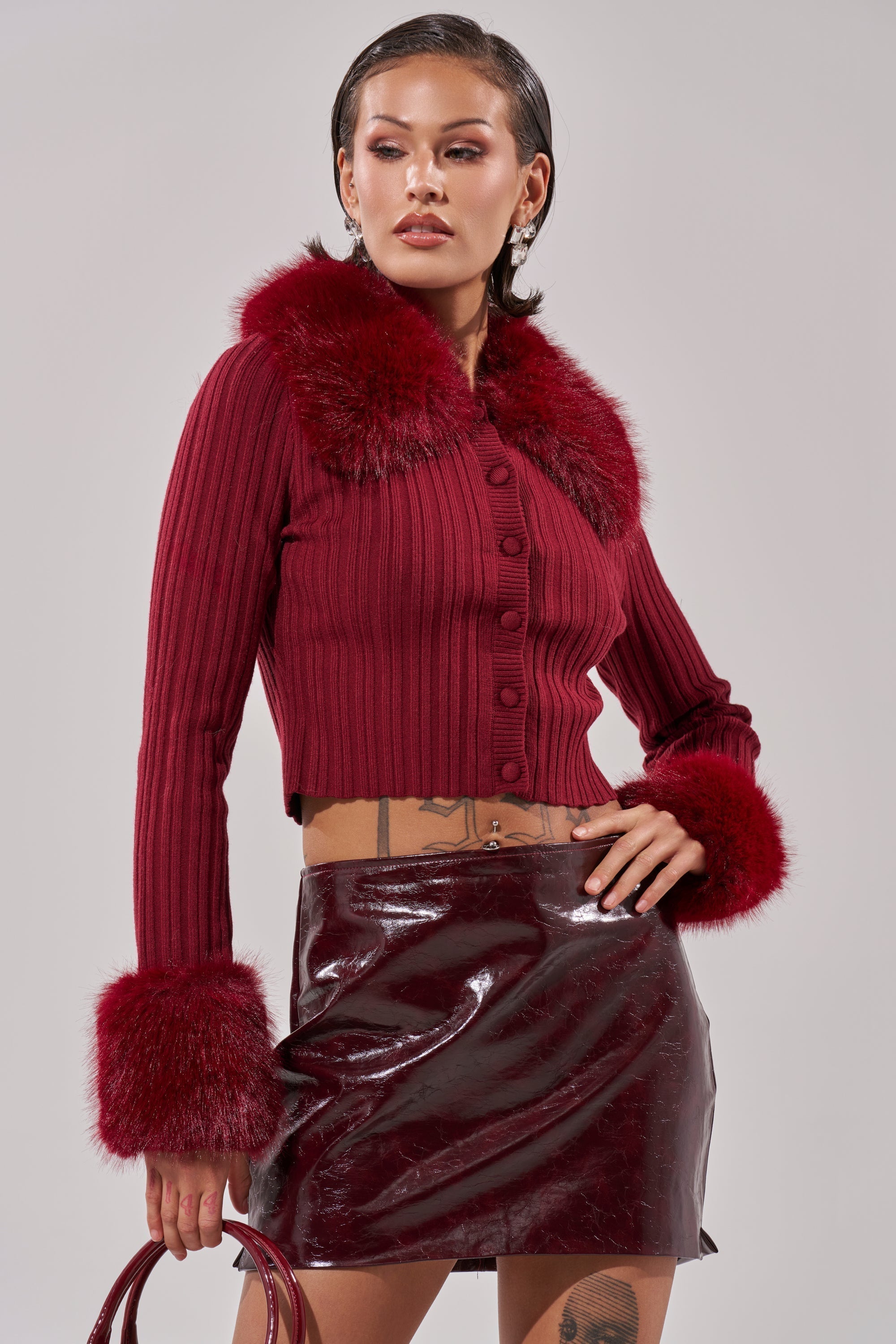 EASE MY MIND CARDIGAN WITH FUR TRIM